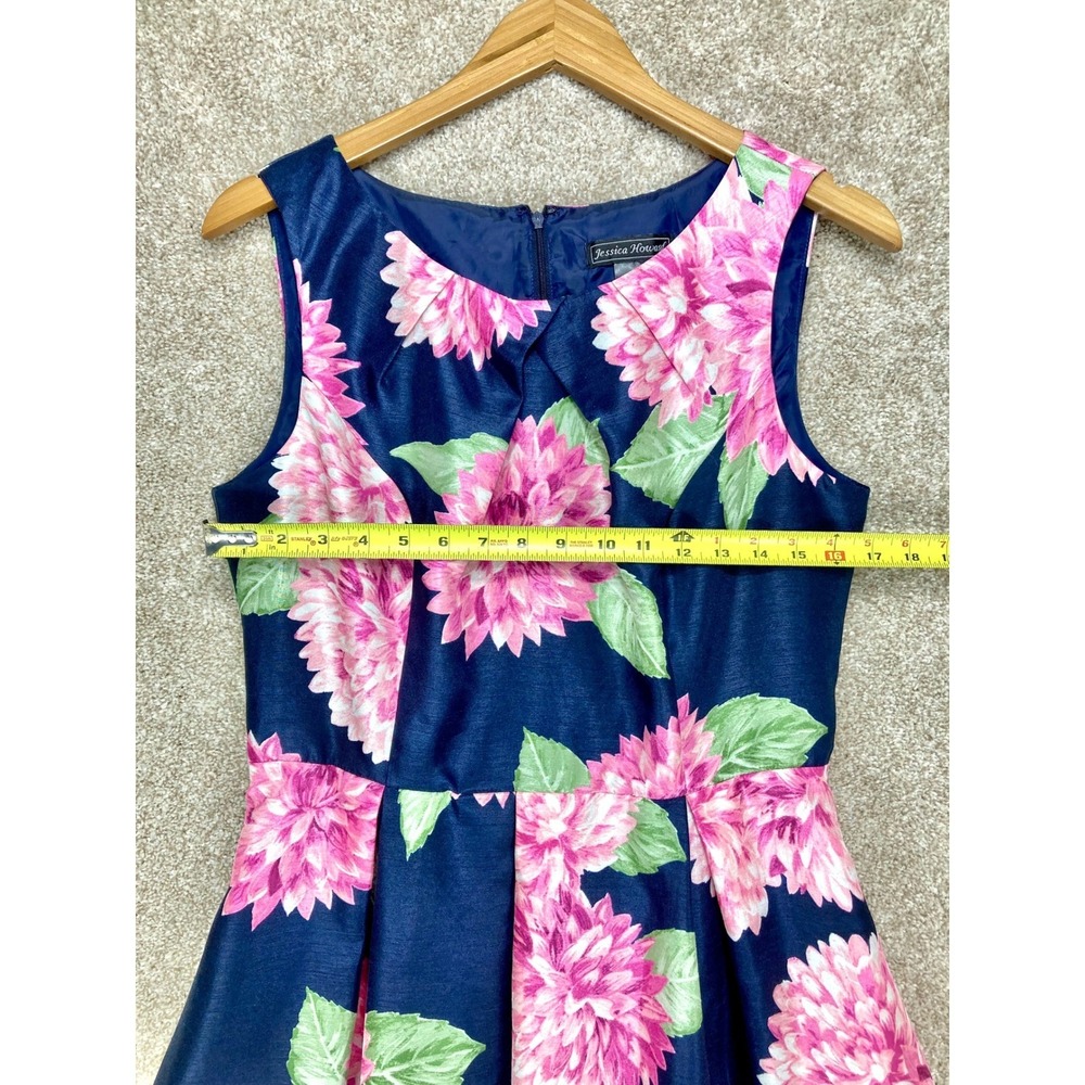 Jessica Howard Floral Fit & Flare Dress Womens 8 Navy Pink Summer Spring Party - Picture 7 of 12